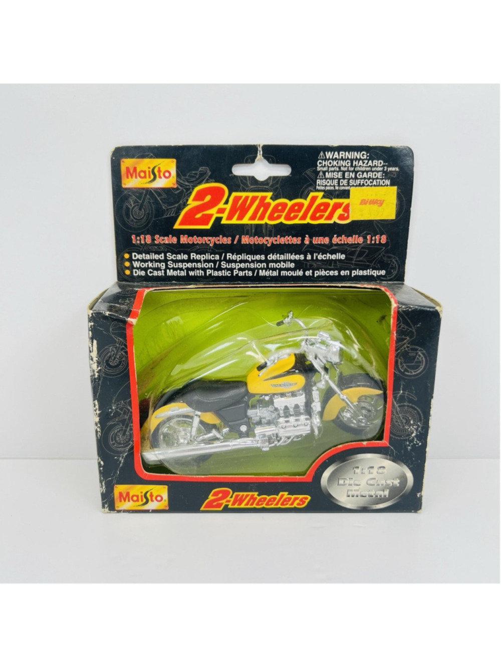 1998 Maisto 2-Wheelers 1:18 Diecast Motorcycle Honda Valkyrie Yellow/Blk (Bin#7)